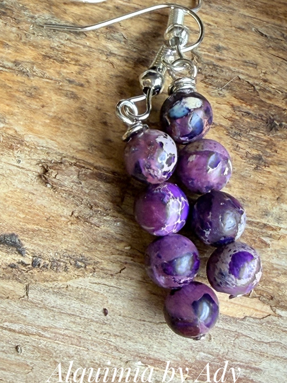 Beaded Purple turquoise Drop Earrings